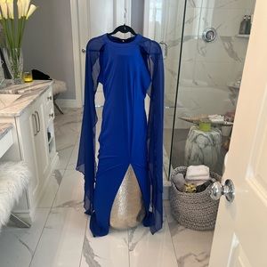 Royal blue avant, guard, floor length, maxi gown, size medium